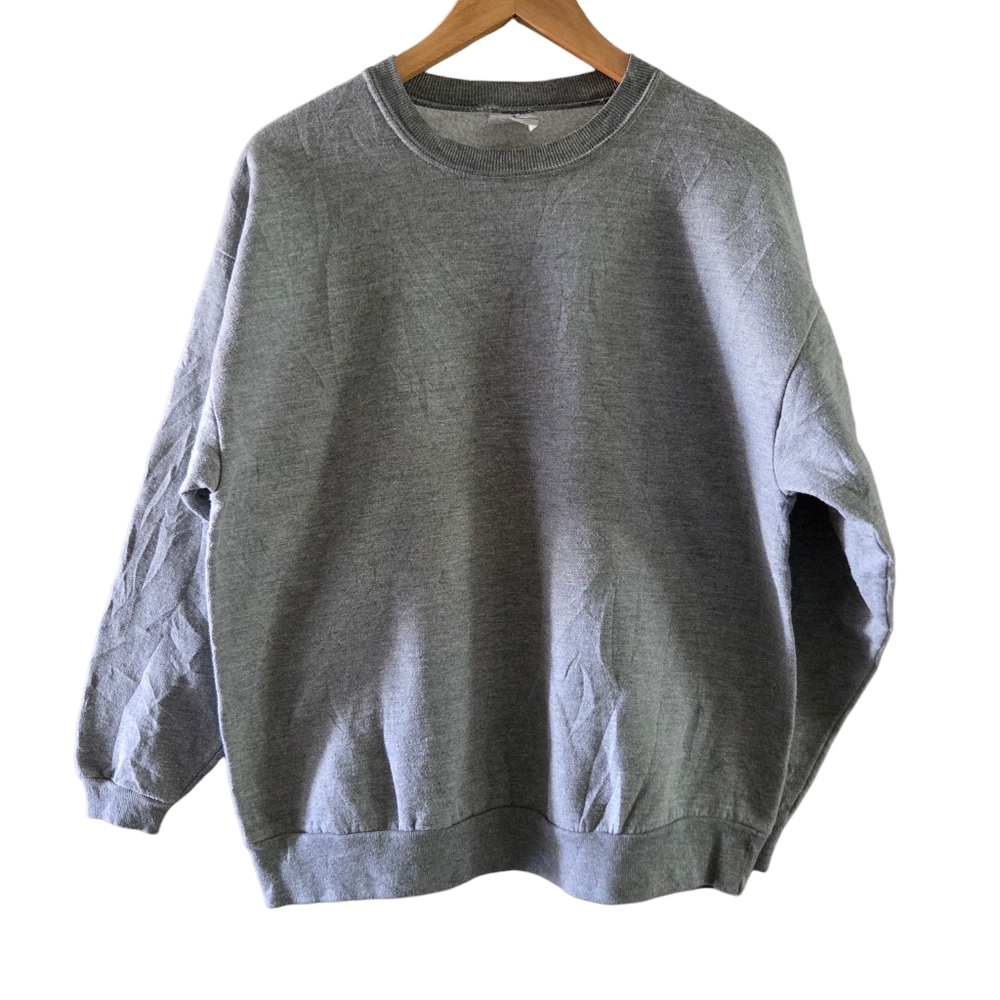 Vintage Y2K Jerzees Gray Blank Crewneck Sweatshirt Streetwear Size L